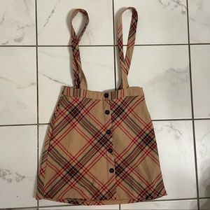 Plaid skirt with straps set